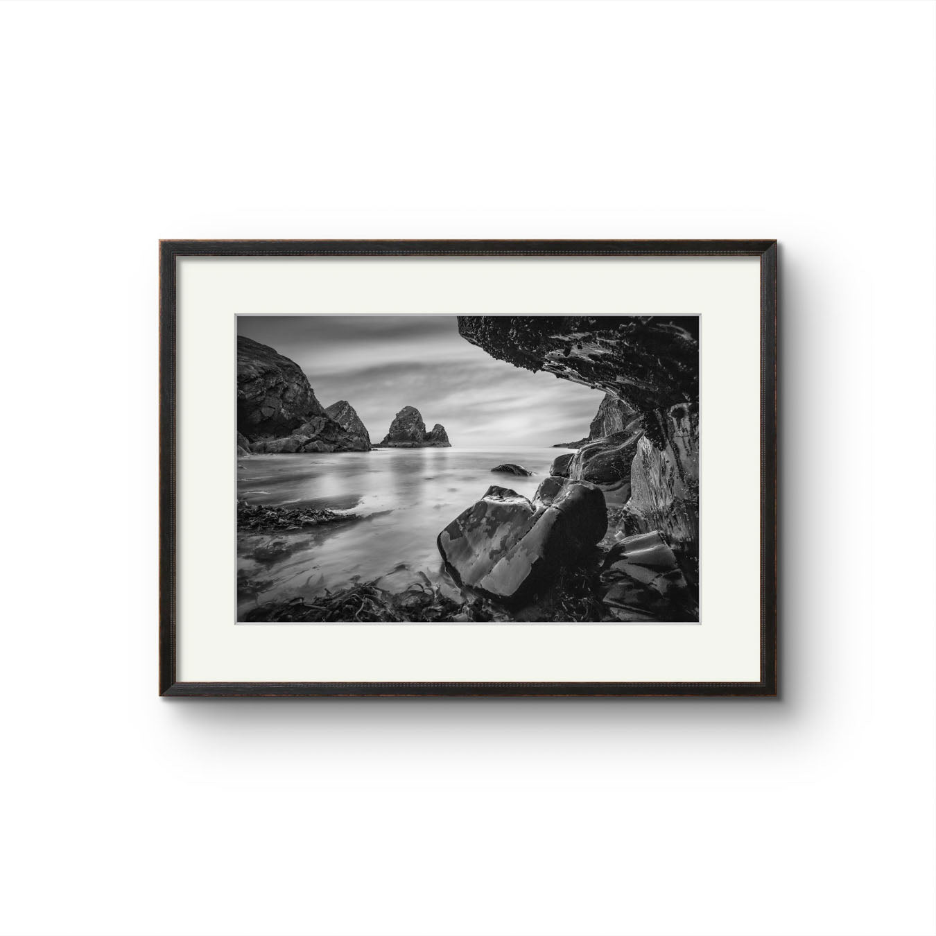 Framed black and white photograph of Irish Coastal landscape. Wild Atlantic Way. Cork . Ireland