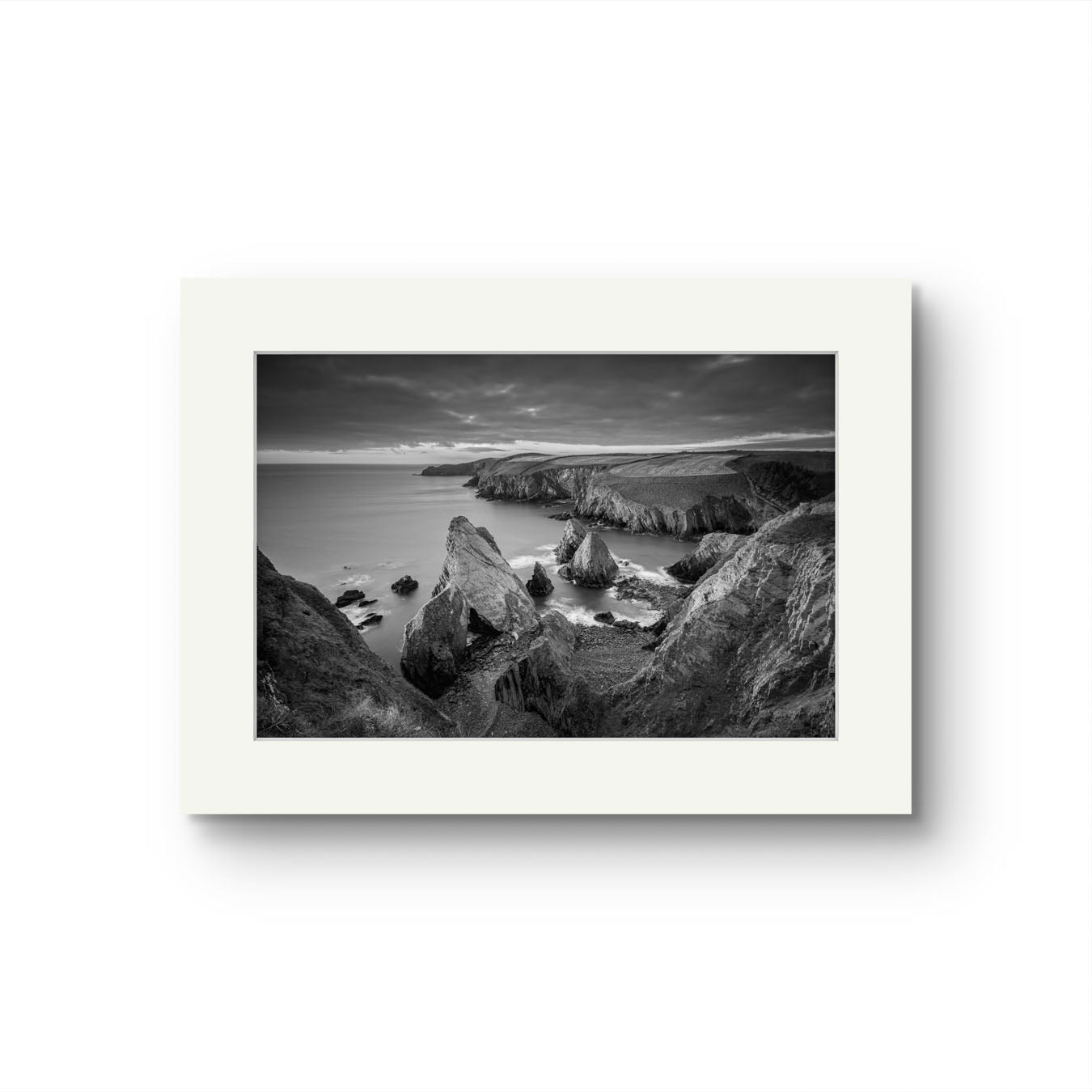 Unframed. Print Only . black and white photograph of coastal landscape. Cork Ireland.