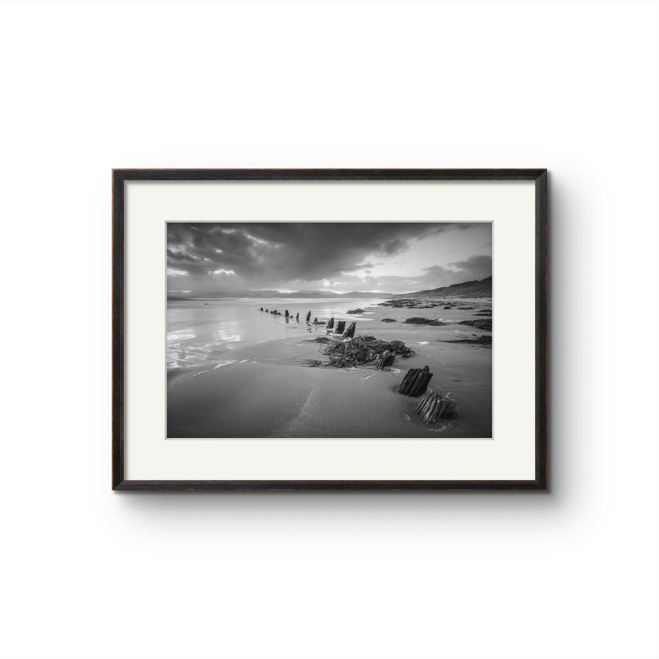 Black and white photograph of Irish landscape. Wild Atlantic Way. The Sunbeam Wreck. Kerry. Ireland
